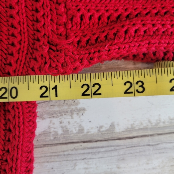Mens Vintage Nautica Red Knit Sweater Medium Made In USA - Picture 9 of 16